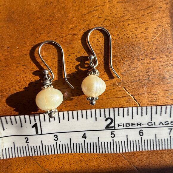 Dainty Freshwater Pearl Drop Earrings Stainless Steel Ear Wire - Picture 10 of 10